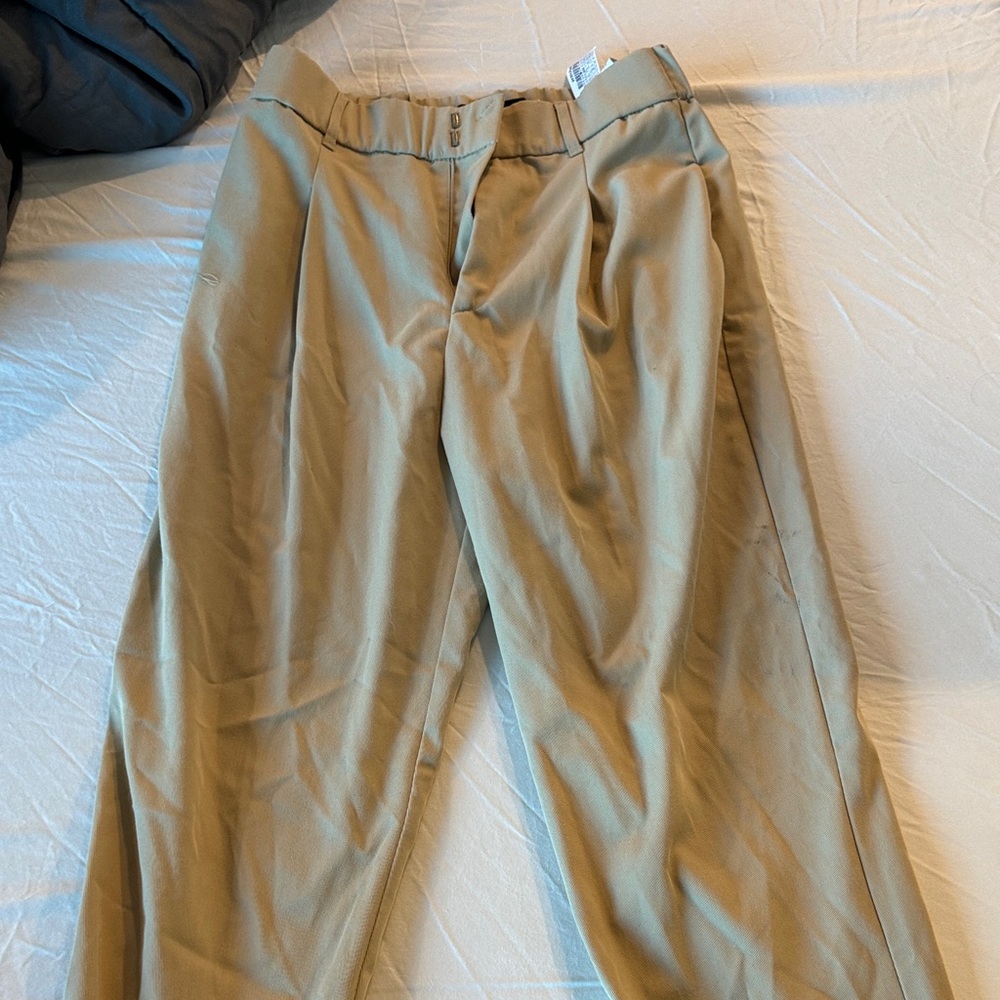 Zara Tan Trousers with Relaxed Fit and High Waist